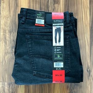 NEW Buffalo David Bitton Mens Jackson Black Straight Stretch Jeans